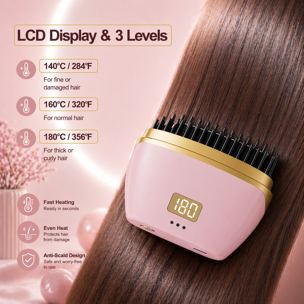 Cepillo Alisador Portátil – Cabello Liso y Sin Frizz en Minutos